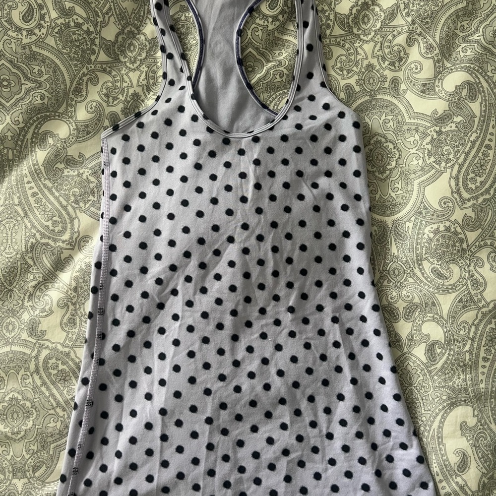 Lululemon Athletica Fitted racer back Tank Top purple with black dots